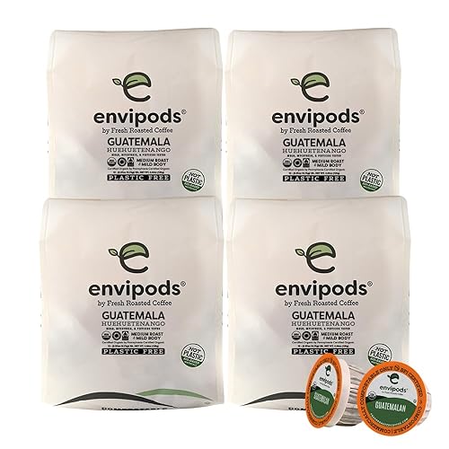 Fresh Roasted Coffee, Organic Guatemalan Huehuetenango Envipods, Medium Roast, USDA Organic, Fair Trade, 3rd Party Tested for Mold, Mycotoxin