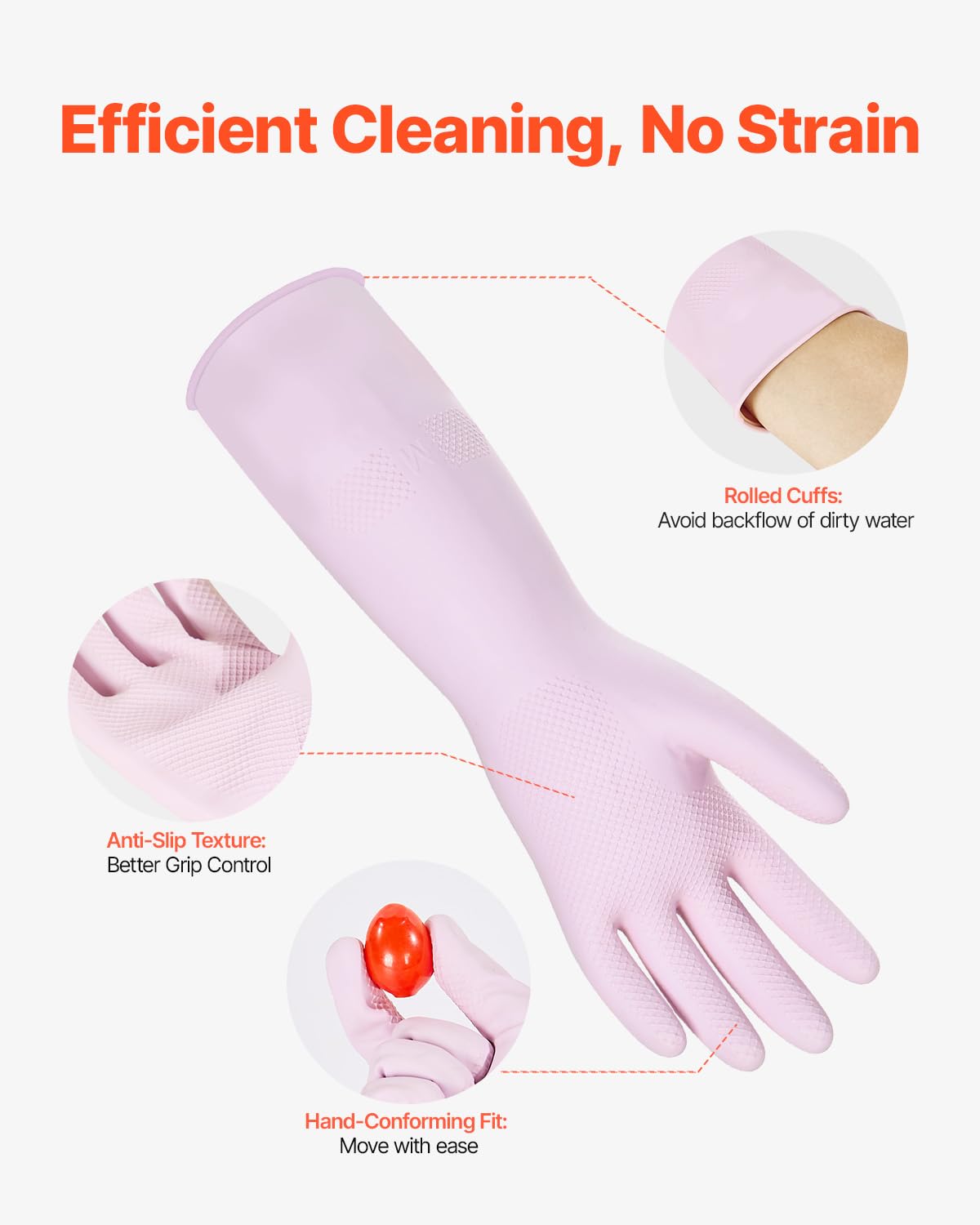 VEVOR Reusable Dishwashing Gloves, 2 Pairs Colorful Reusable Household Kitchen Cleaning Gloves for Washing Dishes and Cleaning Tasks, Flexible