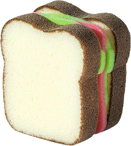 1Pc Multifunction Scrub Sponges, Toast Shape Dish-Washing, Magical Deep Cleaning Thickened Scrubber, Cute Sandwich Sponge, Pots Dishes Gadget