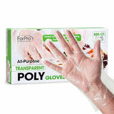 ForPro Disposable Poly Gloves, Food Grade, BPA-Free, Latex-Free, Powder-Free, Lightweight Plastic Gloves for Cooking, Food Prep, Food Service, One