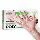 ForPro Disposable Poly Gloves, Food Grade, BPA-Free, Latex-Free, Powder-Free, Lightweight Plastic Gloves for Cooking, Food Prep, Food Service, One