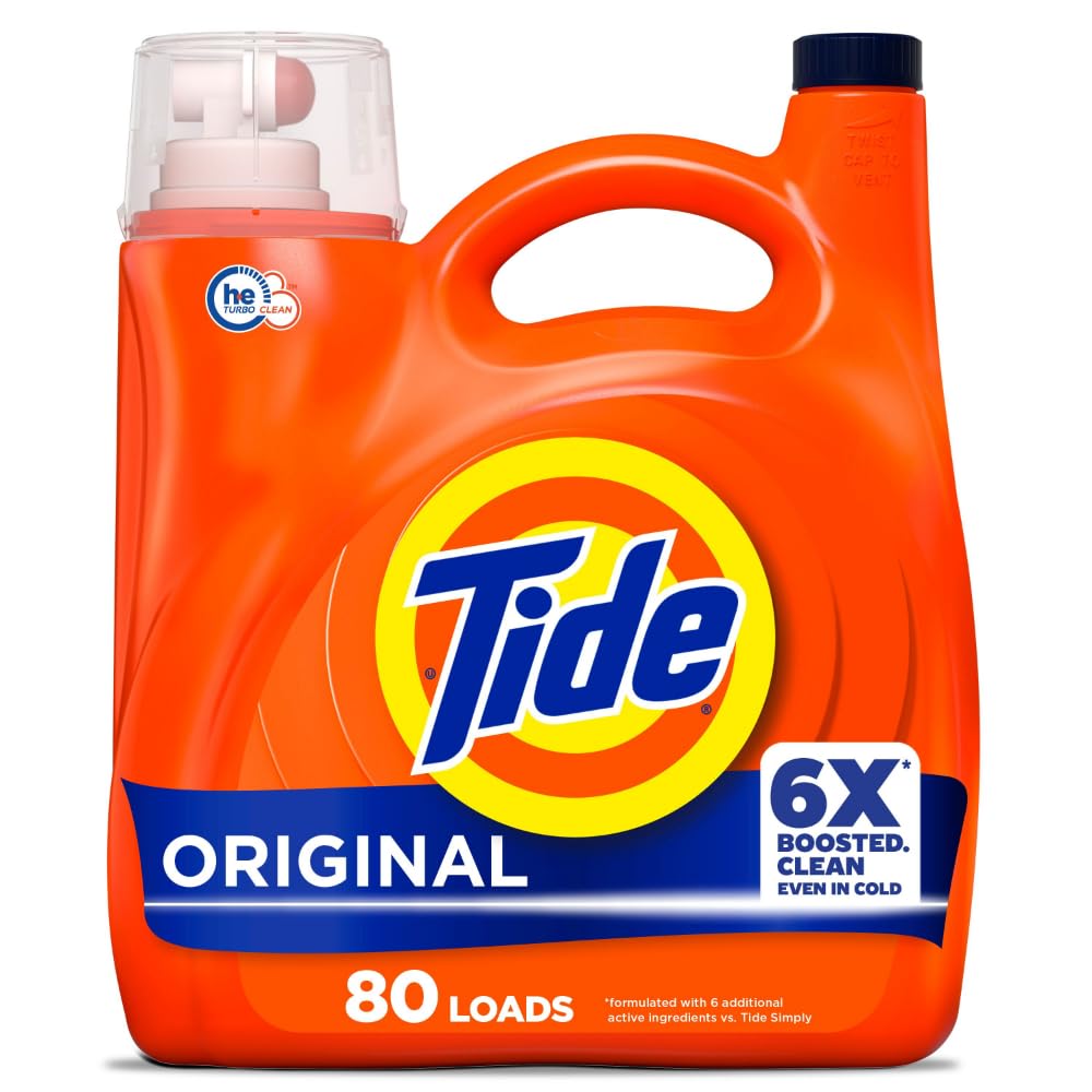 Tide Laundry Detergent Liquid, Original Scent, 80 Loads, 105 FL OZ, Works on 100% of Common Stains, Laundry Soap, Liquid Laundry Detergent