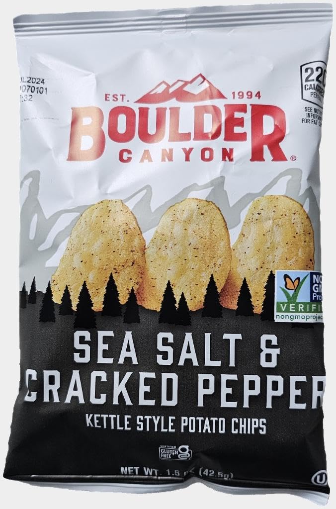Boulder Canyon | Variety | 4 Sea Salt & Cracked Pepper, 4 Malt Vinegar & Sea Salt, 4 Jalapeno Cheddar | Kettle Style Potato Chips | 1.5 Ounce | Pack