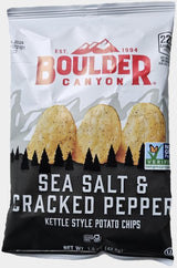 Boulder Canyon |Variety 12 Pack | 6 Sea Salt & Cracked Pepper, 6 Malt Vinegar & Sea Salt | Kettle Style Potato Chips| 1.5 Ounce | Pack of 12 Bundled