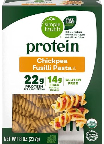 Simple Truth Protein Chickpea Fusilli Pasta, Gluten Free, USDA Organic, Non-GMO, 22g Protein, 8 oz (2 Pack)