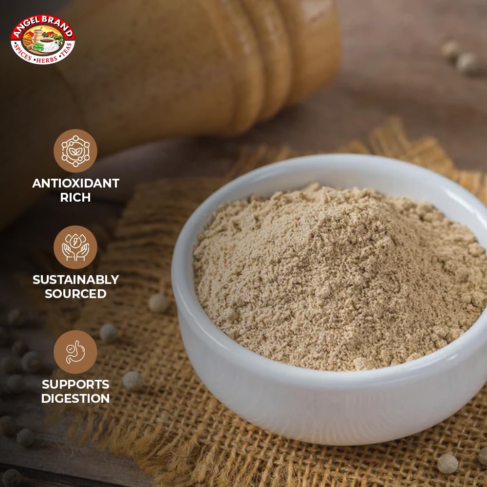 Angel Brand White Pepper Ground - 2.5 oz Bottle - Fine Ground White Pepper for Cooking, Seasoning, and Sauces