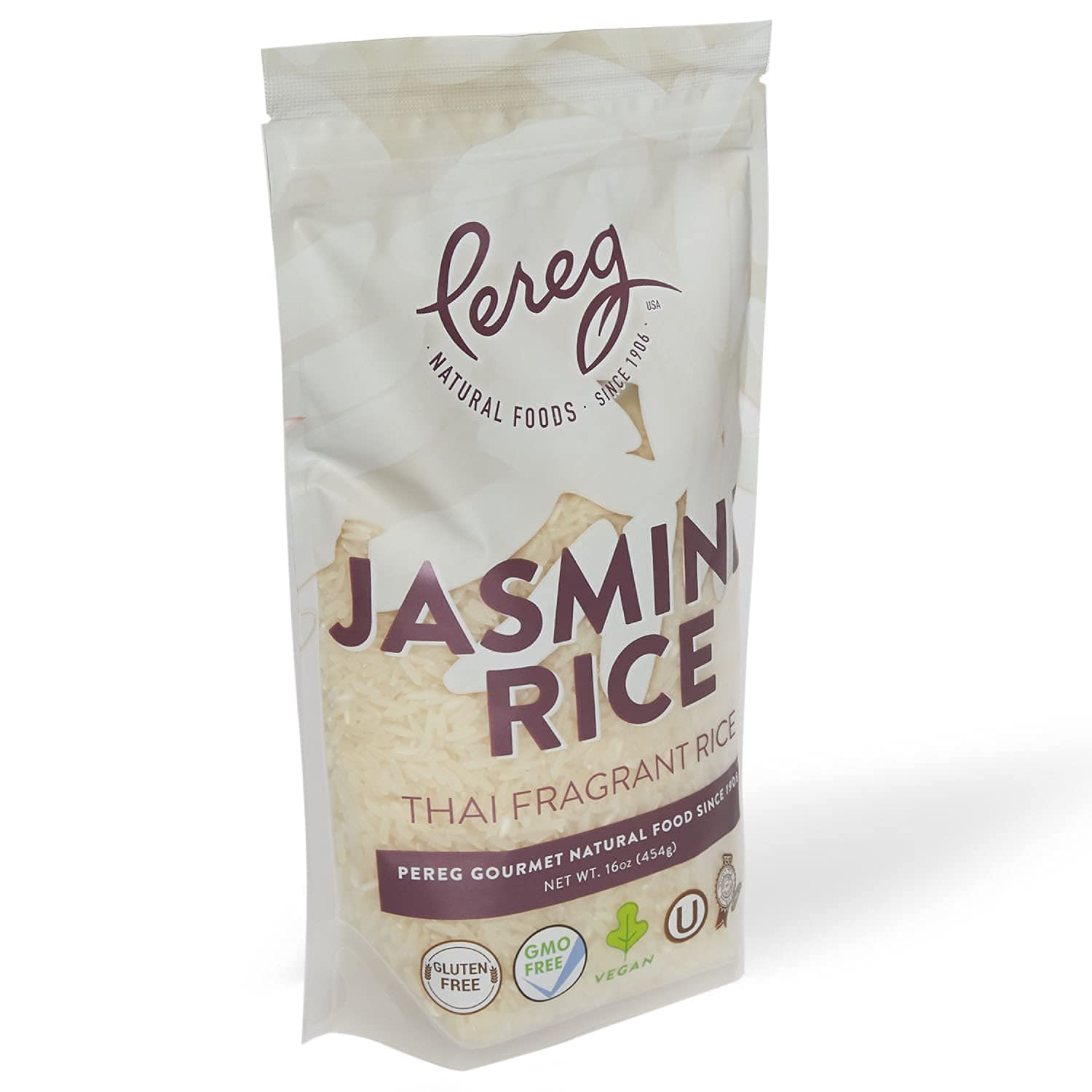 Pereg Thai Jasmine Rice (16 Oz x 6 Pack) - Long Grain, Naturally Fragrant, Naturally Grown - Asian Rice Variety - Gluten-Free, Non-GMO & Kosher