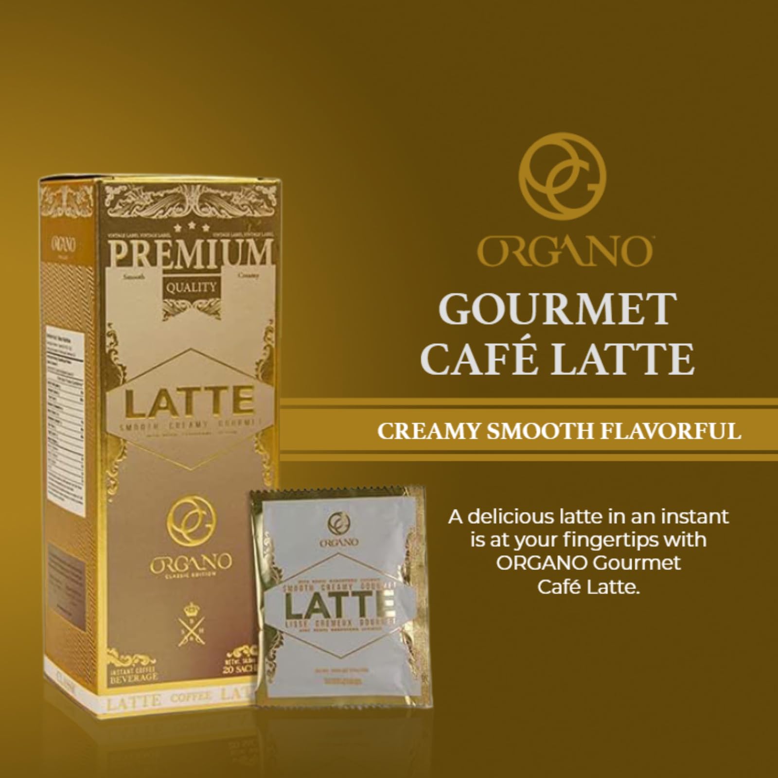 4 Boxes ORGANO Gourmet Cafe Latte,100% Certified Ganoderma Lucidum (80 Sachets)