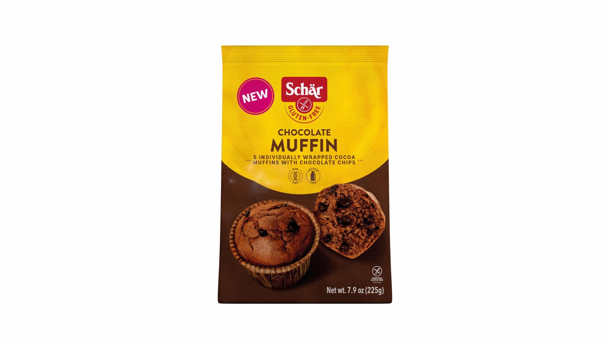 Schär Gluten-Free Double Chocolate Muffin, 7.9oz (Pack of 4) - Rich Cocoa Flavor, Moist Texture, Non-GMO, Individually Wrapped, Perfect for Breakfast