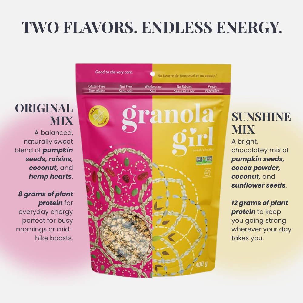 Organic Soft & Chewy Granola, Vegan, Gluten-Free, Non-GMO & Nut-Free Snack with Goji Berries, Cranberries, Pumpkin Seeds & Hemp, Original Mix, 2-Pack