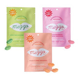 Meggo Sweets Gummie Smoochies Variety Pack - Organic Gummy Candy, Low Sugar, Gluten Free, Vegan, Non GMO, Peach, Honeydew & Sour Strawberry, Boosted