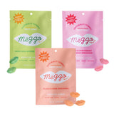 Meggo Sweets Gummie Smoochies Variety Pack - Organic Gummy Candy, Low Sugar, Gluten Free, Vegan, Non GMO, Peach, Honeydew & Sour Strawberry, Boosted