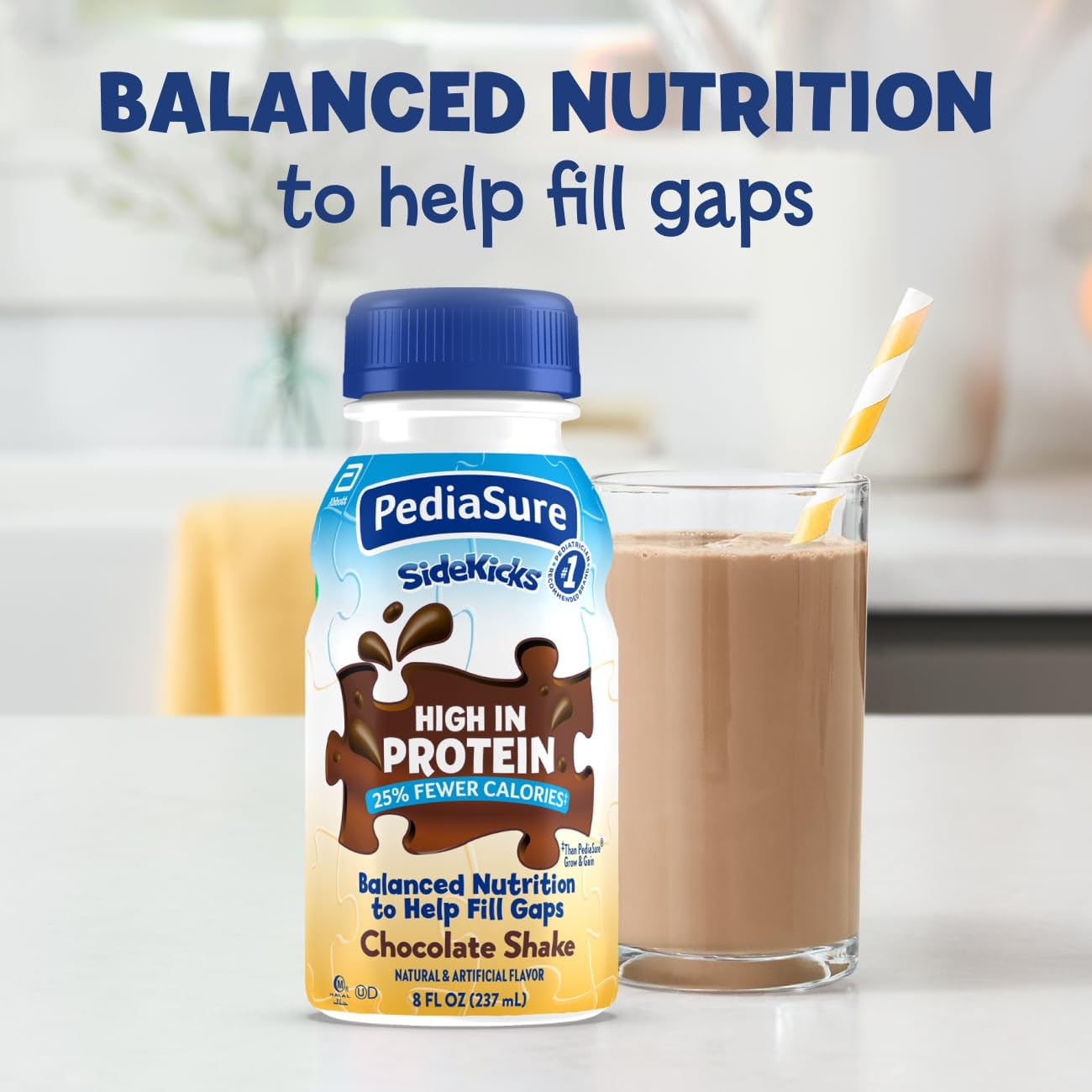 PediaSure SideKicks, Kids Protein Shake, With Key Nutrients and Protein to Help Kids Catch Up on Growth and Fill Nutrient Gaps, Chocolate, 8-fl-oz