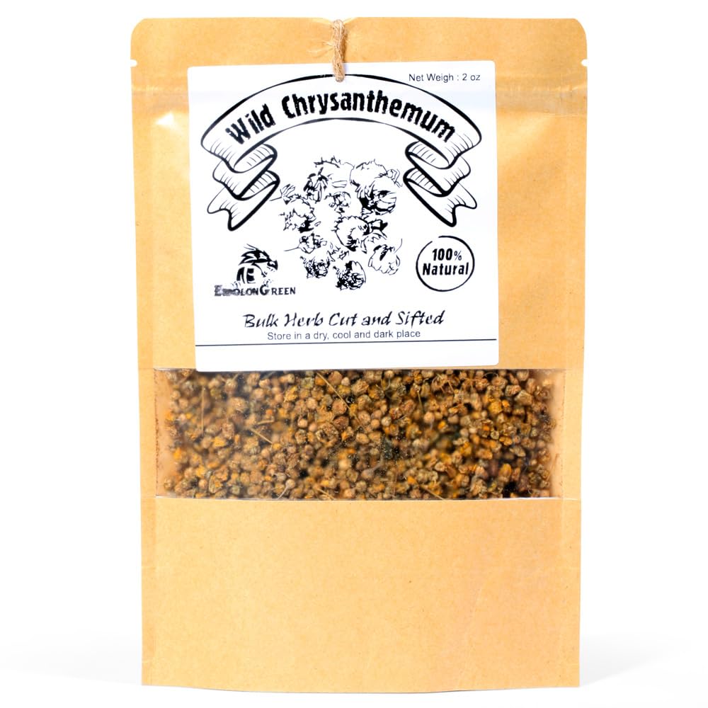 EidolonGreen Wild Chrysanthemum (Dendranthema indicum/Ye Ju Hua/???/?? ??) - 60g (2oz) Dried Whole Flowers - Traditional Botanical Tea Ingredient