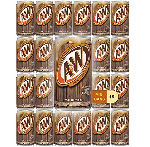 Root Beer Mini Soda Cans, 7.5 oz Soft Drinks Bulk Snacks Pack, Small Refrigerator & Snack Pantry Drink 18 Count Beverage Bedroom & Kitchen Supplies