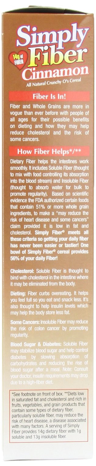 Simply Fiber Crunch O's Cereal, Cinnamon, 8.5 Ounce (Pack of 6)