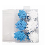 90Pcs Edible Snowflakes Cake Toppers Christmas Winter Party Cupcake Decoration White and Blue