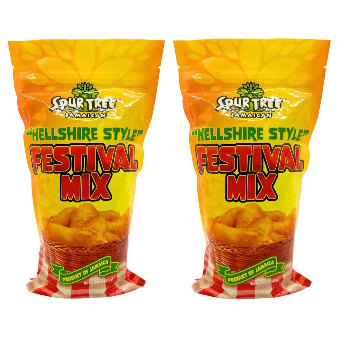 Spur Tree Jamaican Hellshire Style Festival Mix - Seasoned Coating for Crispy Flavor - Frying Magic for Deliciously Easy Meals - 12 Oz (2-Pack)