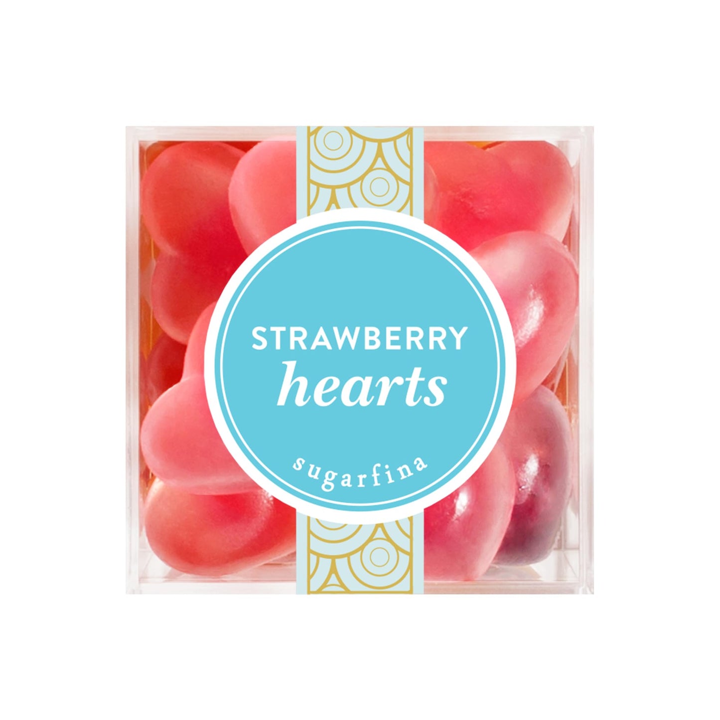 Sugarfina Strawberry Hearts Small Candy Cube, Gummies, 4.1 oz, 4 Count