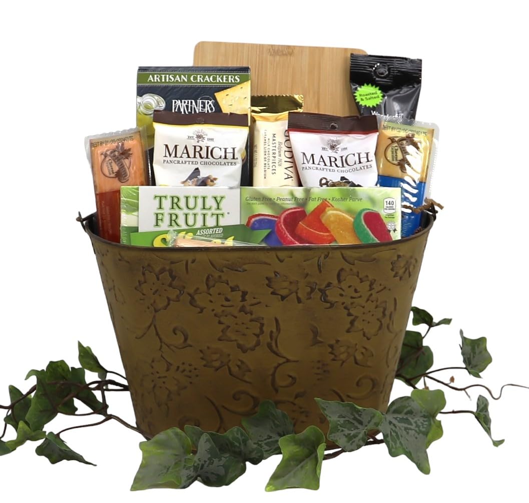 Gift Basket Village - Deluxe Kosher Gourmet Gift Basket: Cutting Board, Chocolates, Nuts, Cheese, and More, Perfect for Any Occasion, Handcrafted in