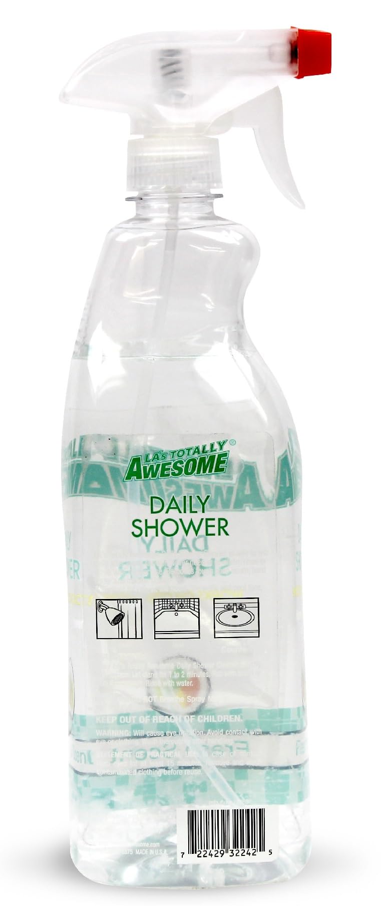 La's Totally Awesome Daily Shower Cleaner Spray, For Showers, Tubs and more, Plant-Derived Formula, 32 Fl Oz (Pack of 4)