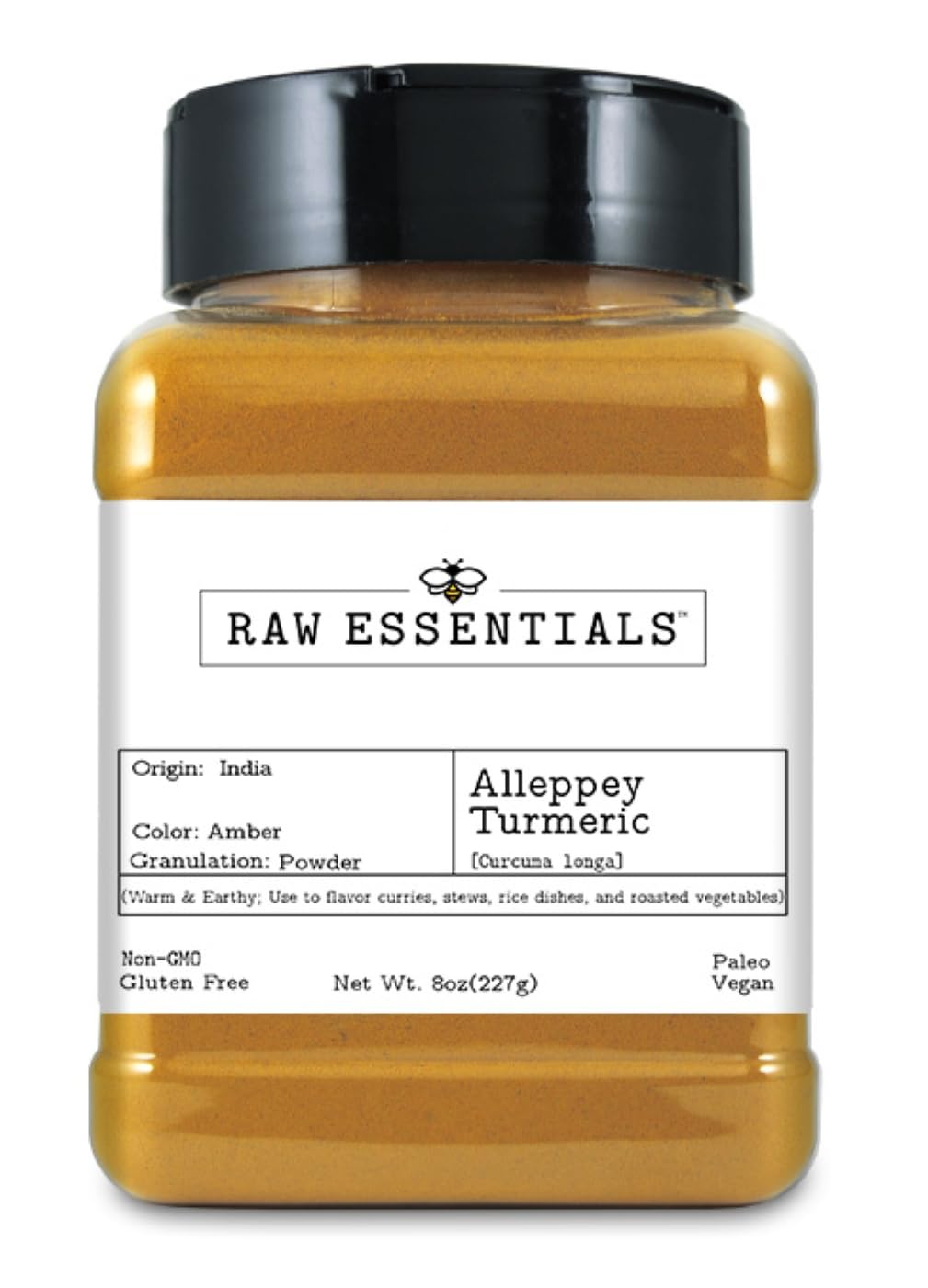 Raw Essentials Turmeric Alleppey - Curcumin 5% - Warm & Earthy Flavor - Perfect for Smoothies, Golden Milk, Curries, Rice & Roasted Vegetables