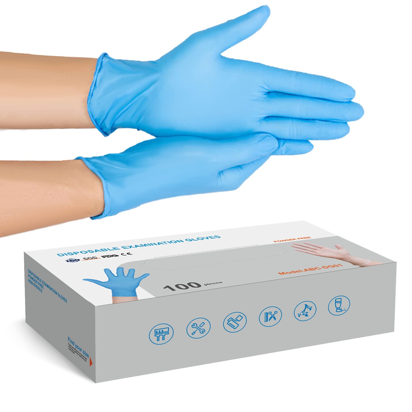Laishalaiku Disposable Gloves, Food Handling Gloves Service Protective Large Clear Hand Grade Kitchen 100 Count, Blue