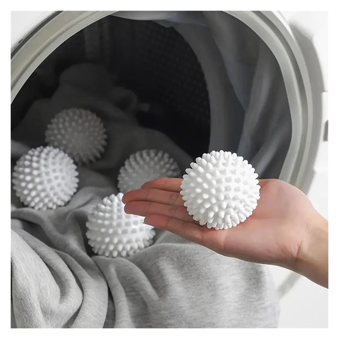 Laundry Dryer Balls Set, Anti-Tangle Washing Machine Tool for Softening Clothes, Reusable Fabric Softener Alternative with Spike Design(White 1pc)