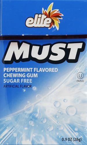 Elite Must Sugar Free Chewing Gum, Peppermint Flavored, 0.9-Ounce (Pack of 16)