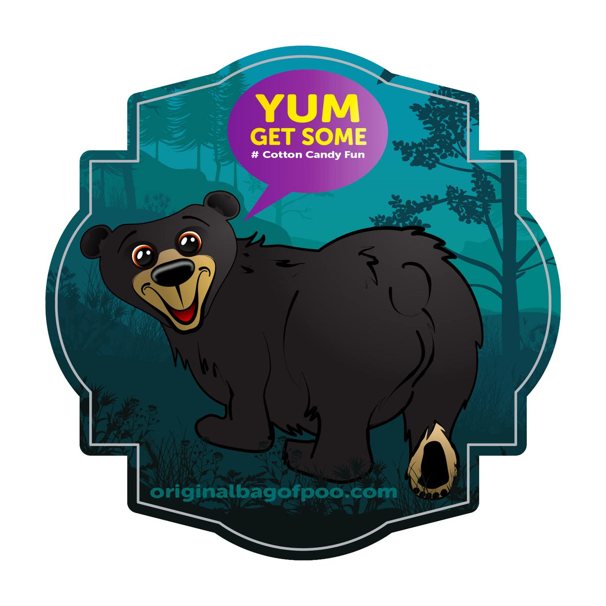 The Original Bag of Poo®, Black Bear Poo (Black Cherry Flavor Cotton Candy) Novelty Poop Gag Gift. Free sticker inside.