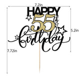 Bekaterea Happy Birthday Cake Topper,Black font Golden Numbers 55th Birthday Cake Decoration?Hello 55, Cheers to 55Years/55th Anniversary ?55