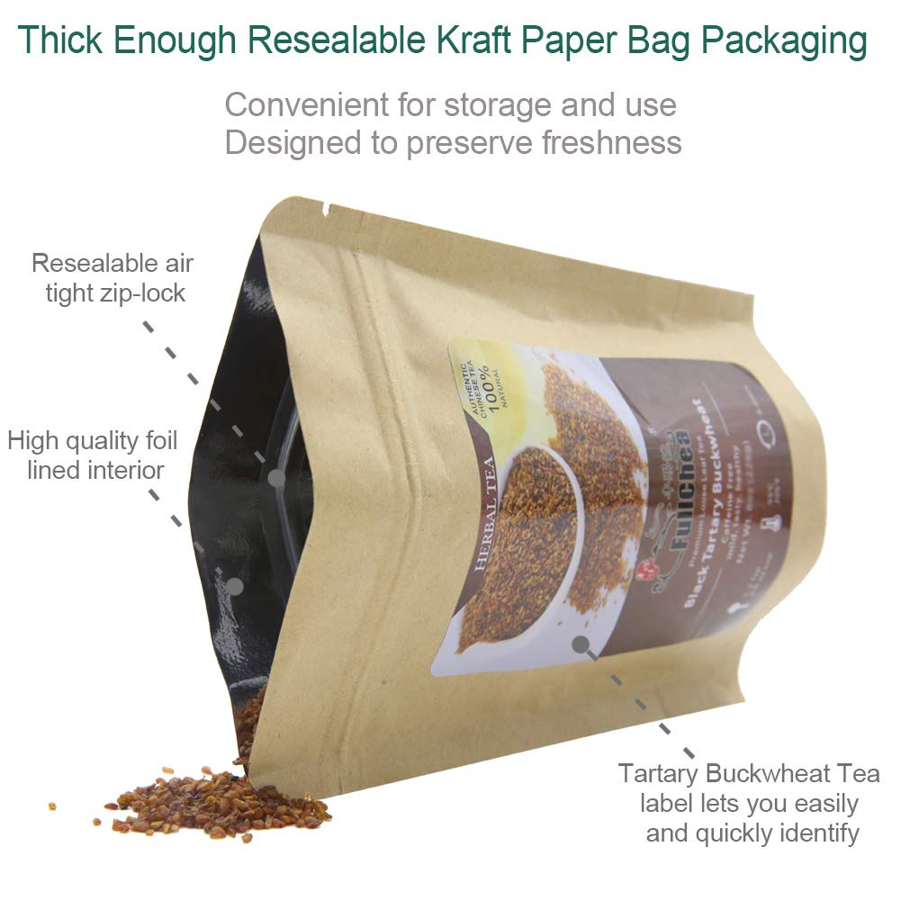 FullChea - Himalayan Tartary Buckwheat Tea - Roasted Black Buckwheat - Loose Leaf Herbal Tea - Caffeine Free - NON-GMO - Gluten Free - 100% Natural