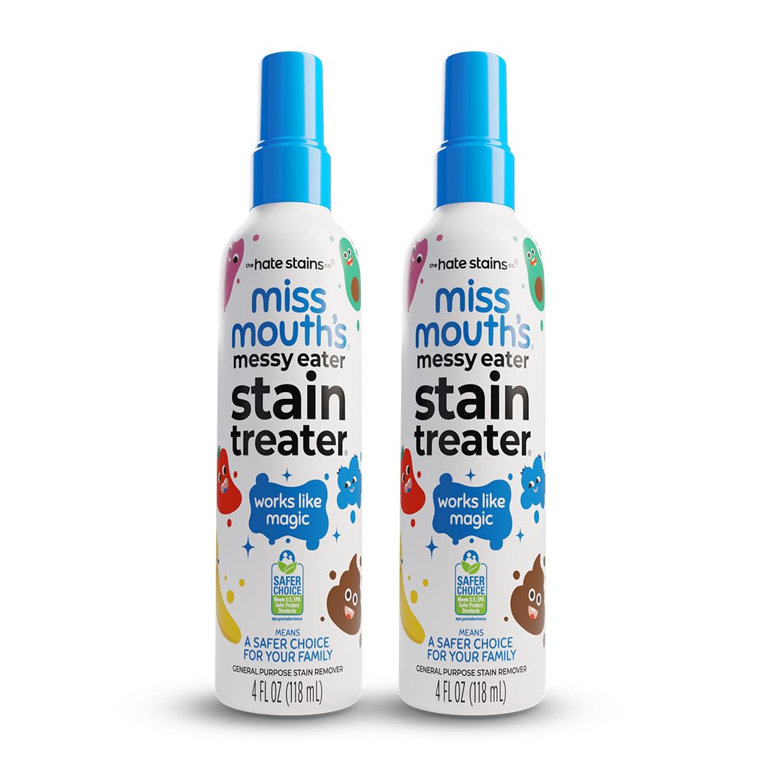Miss Mouth's Messy Eater Stain Treater Spray - 4oz 2 Pack Stain Remover - Newborn & Baby Essentials - No Dry Cleaning Food, Grease, Coffee Off