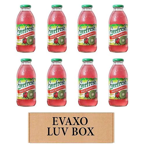 Evaxo Kiwi Strawberry Juice Drink, 16 oz, 8 Count, Box