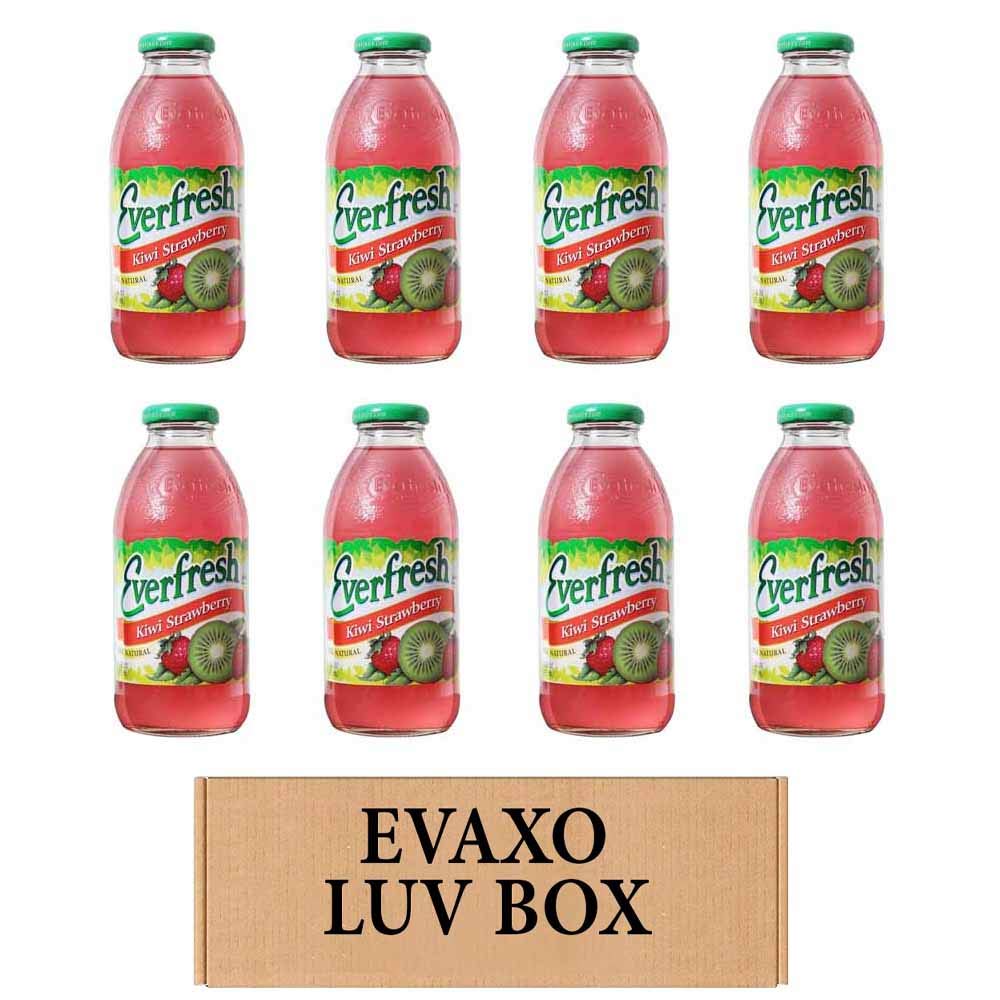 Evaxo Kiwi Strawberry Juice Drink, 16 oz, 8 Count, Box