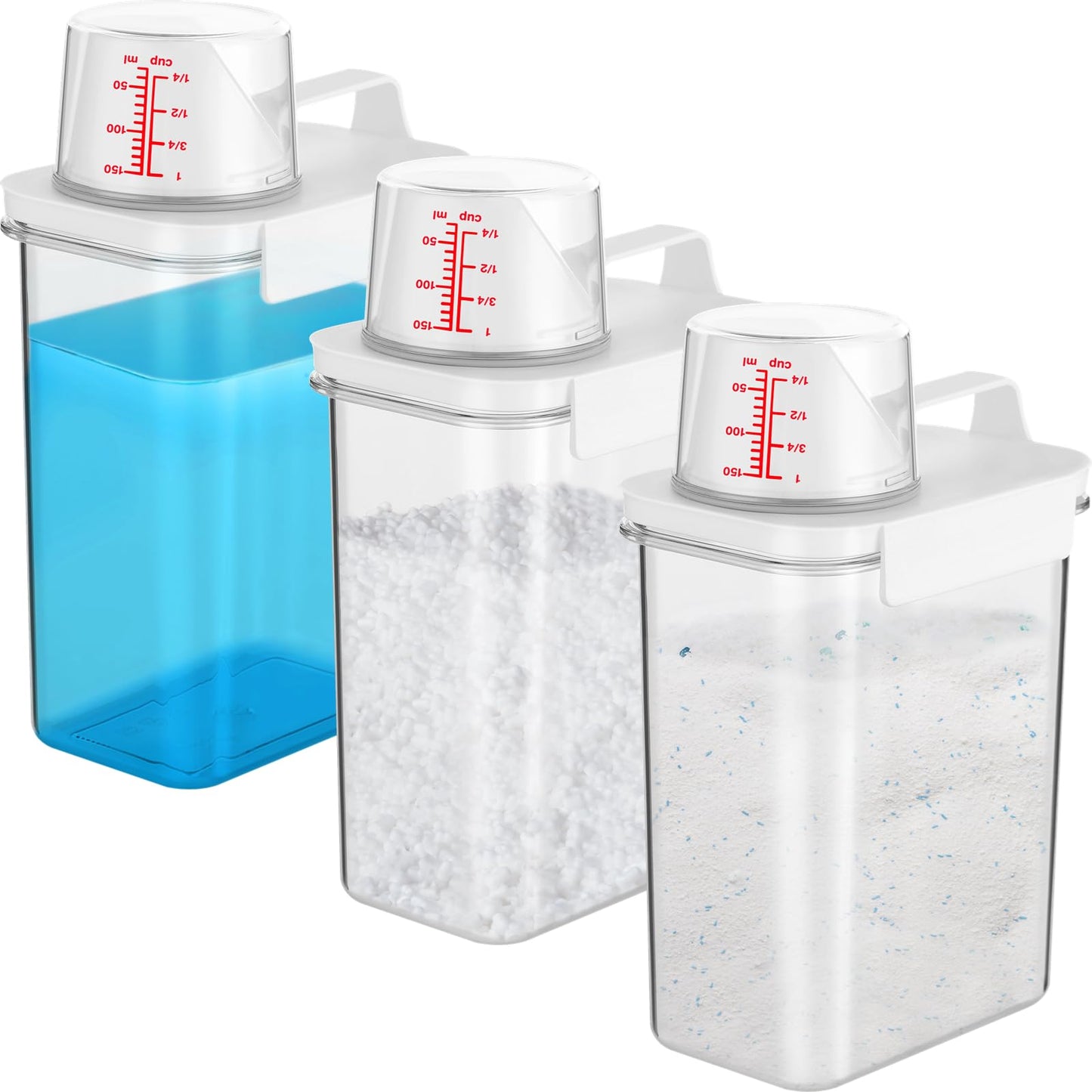 3 PCS Liquid Laundry Detergent Dispensers, 61oz Laundry Bead Dispenser, Clear Airtight Fabric Softener Container, Liquid Detergent Box for Laundry