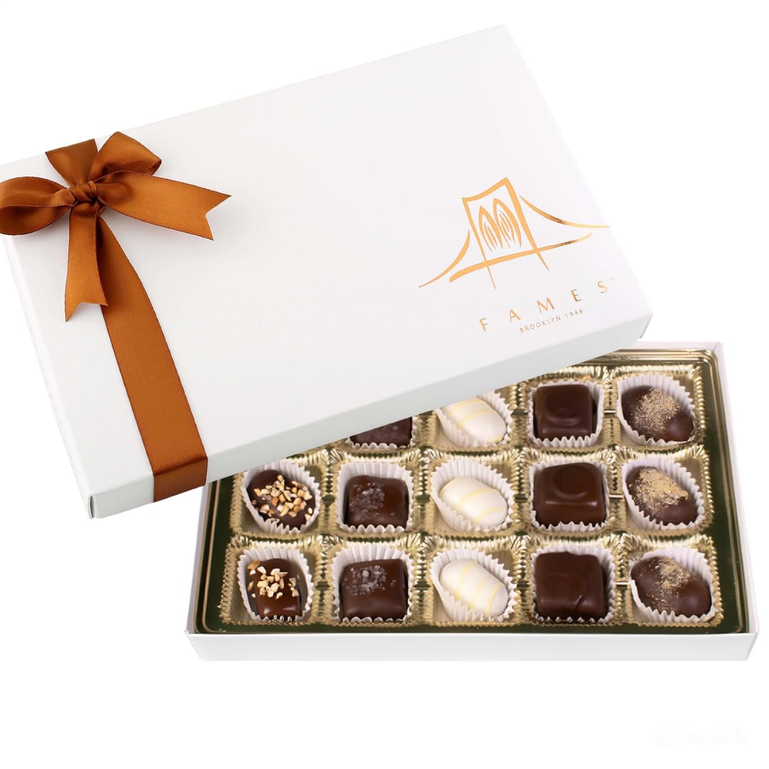 Thank You Chocolate Gift Box - Elegant 15-Piece Dairy Free Assorted Bonbons - Premium Chocolates for Gifting, Happy Birthday & Get Well Candy Gifts