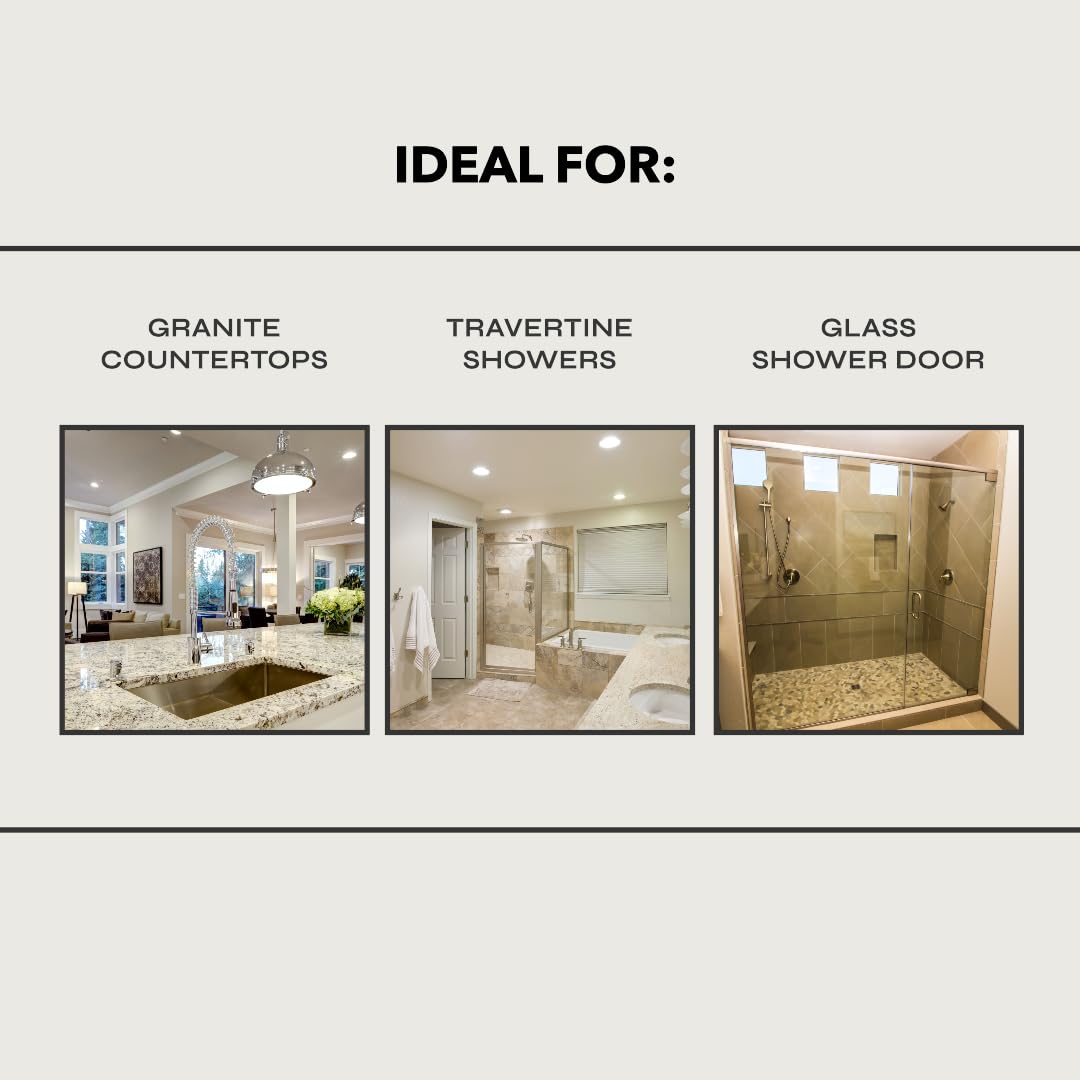 Hard Water Deposit Remover KIT - Scrub Deep Cleans Granite Countertops, Travertine Showers, Glass Shower Doors (1 Pint Stone Pro Stone & Glass -16 Fl