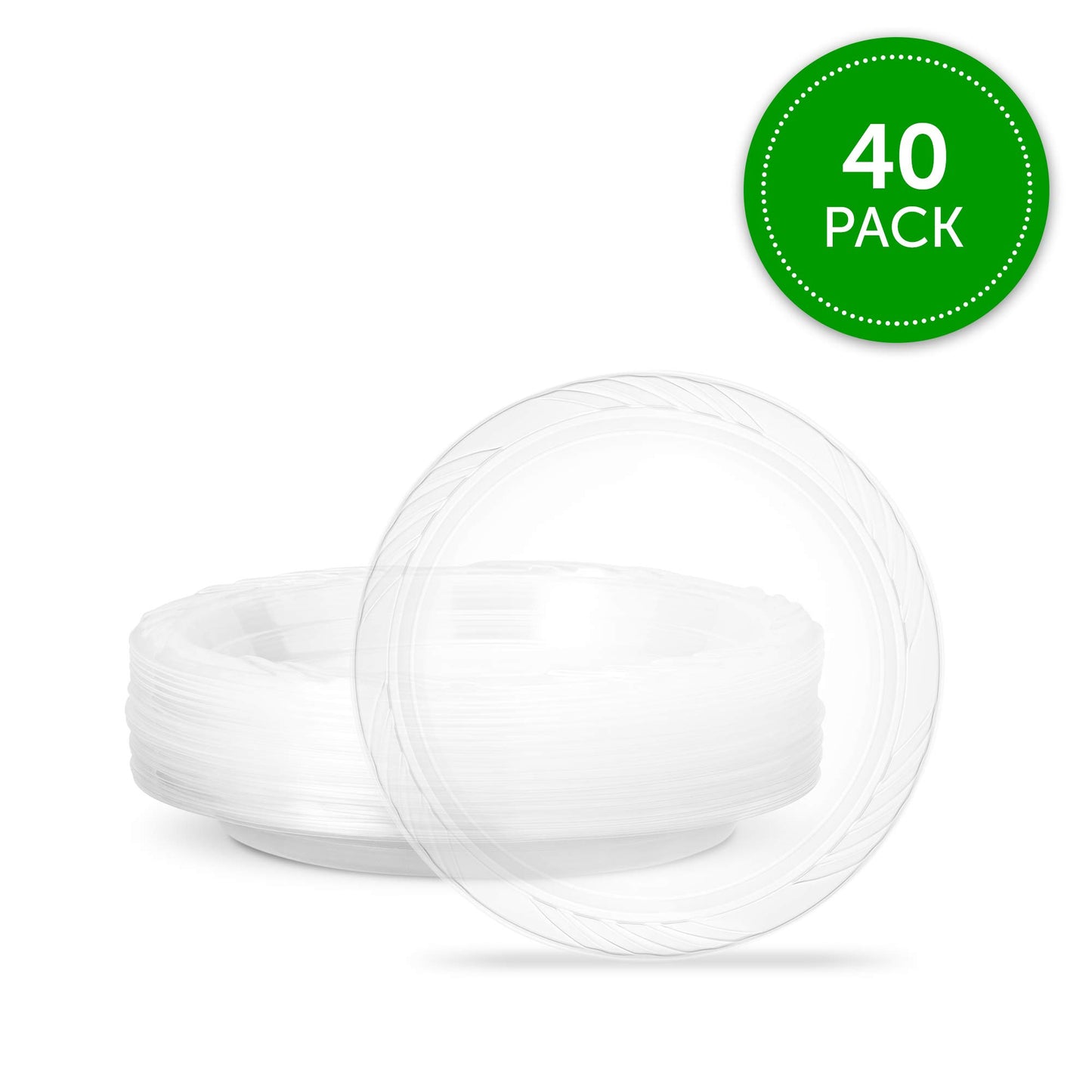 PLASTICPRO 7'' inch Premium Crystal Clear Disposable Plastic Party Plate Pack of 40