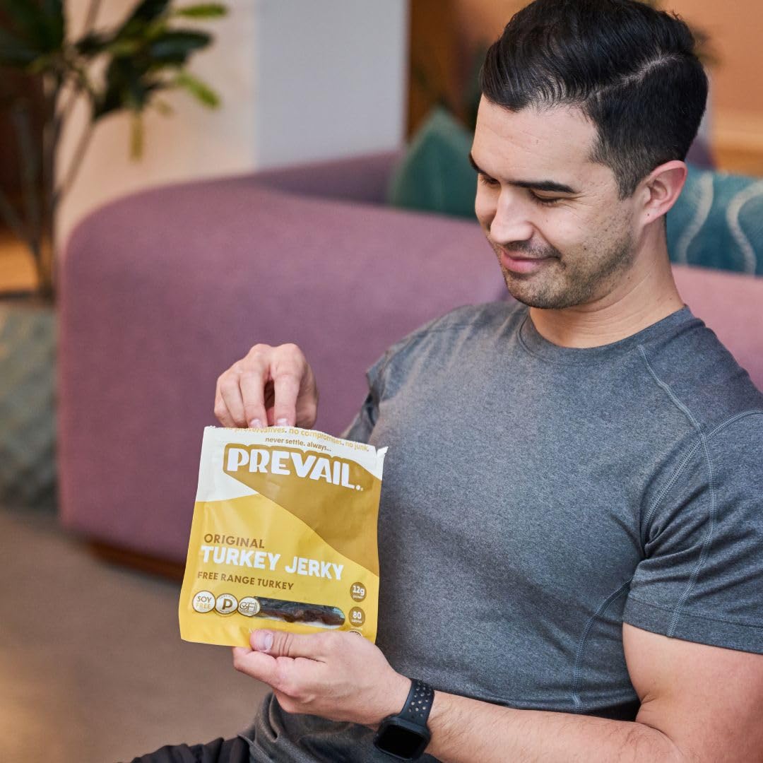Free-Range Turkey Jerky, by PREVAIL - Low Sodium and Gluten Free! | Pack of (3) Bags | | Our Gourmet Jerky is Paleo Certified, Soy Free, Free