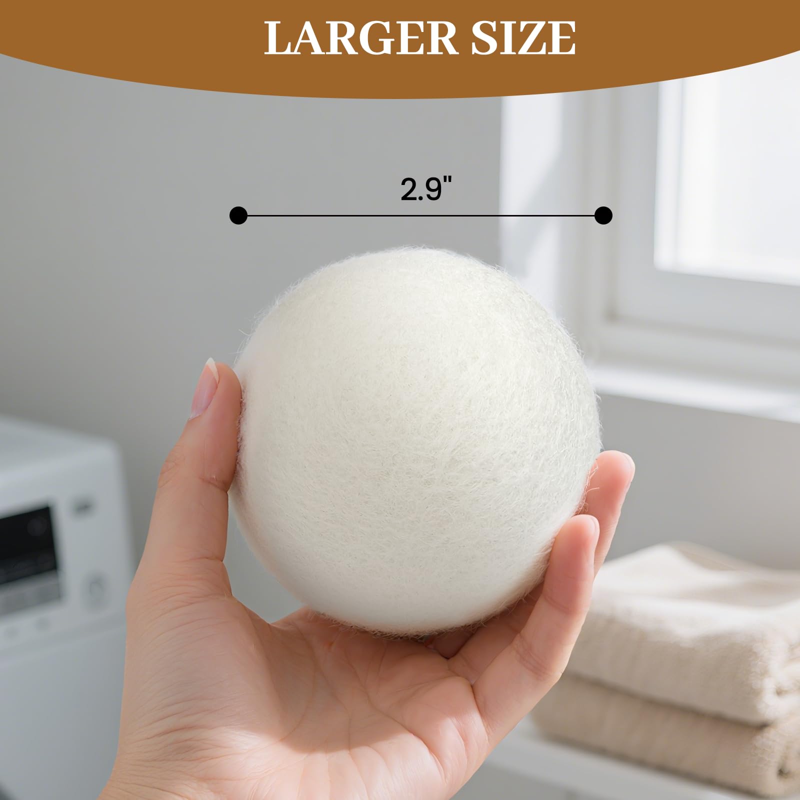 Wool Dryer Balls Handmade 3 Pack XL, Laundry Dryer Lint Balls, Reusable New Zealand Wool Natural Fabric Softener Essentials, Replace Dryer Sheets