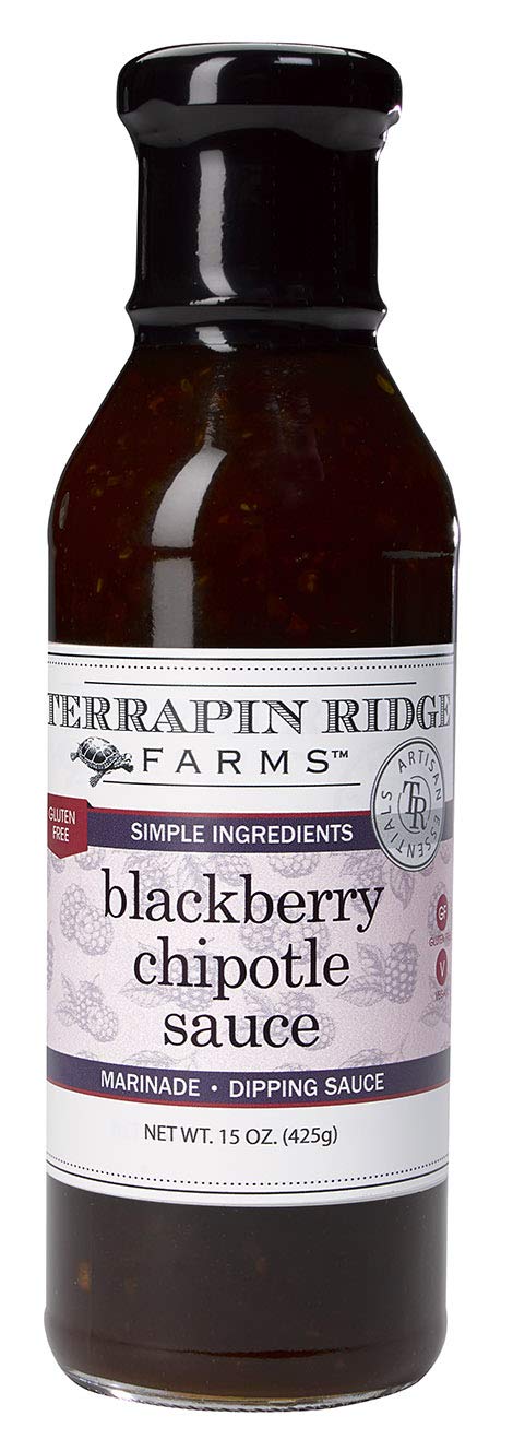 Terrapin Ridge Farms Blackberry Chipotle Sauce - Sweet & Smokey BBQ Sauce for Ribs, Tacos, and Appetizers, Vegan & Gluten Free - 15 oz bottle