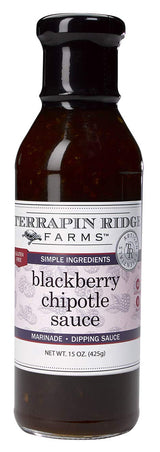 Terrapin Ridge Farms Blackberry Chipotle Sauce - Sweet & Smokey BBQ Sauce for Ribs, Tacos, and Appetizers, Vegan & Gluten Free - 15 oz bottle