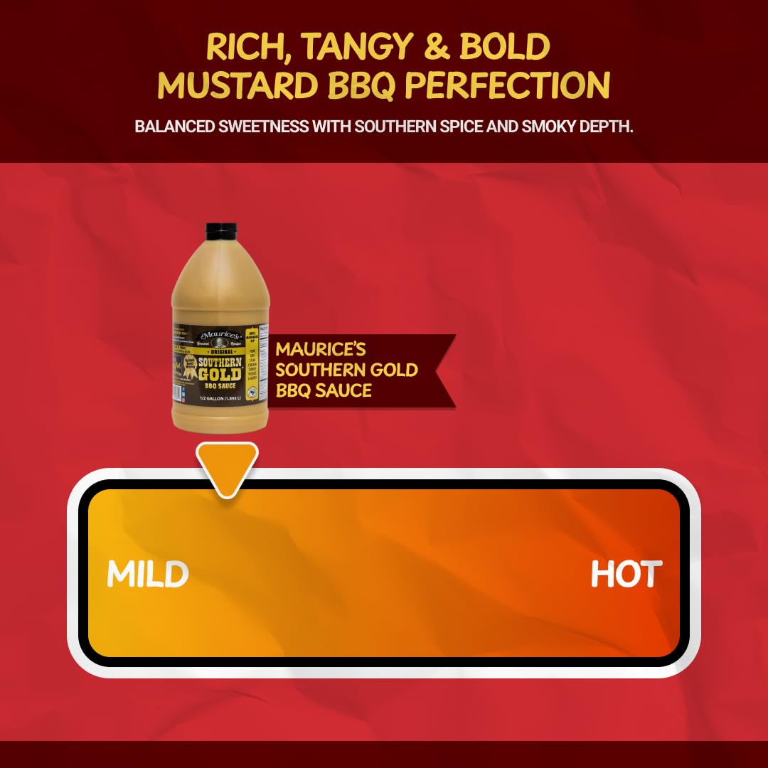 Maurice’s Southern Gold BBQ Sauce - Classic Carolina Mustard BBQ Sauce with Bold Flavor - Authentic Southern Carolina Barbeque Dressing - Rich