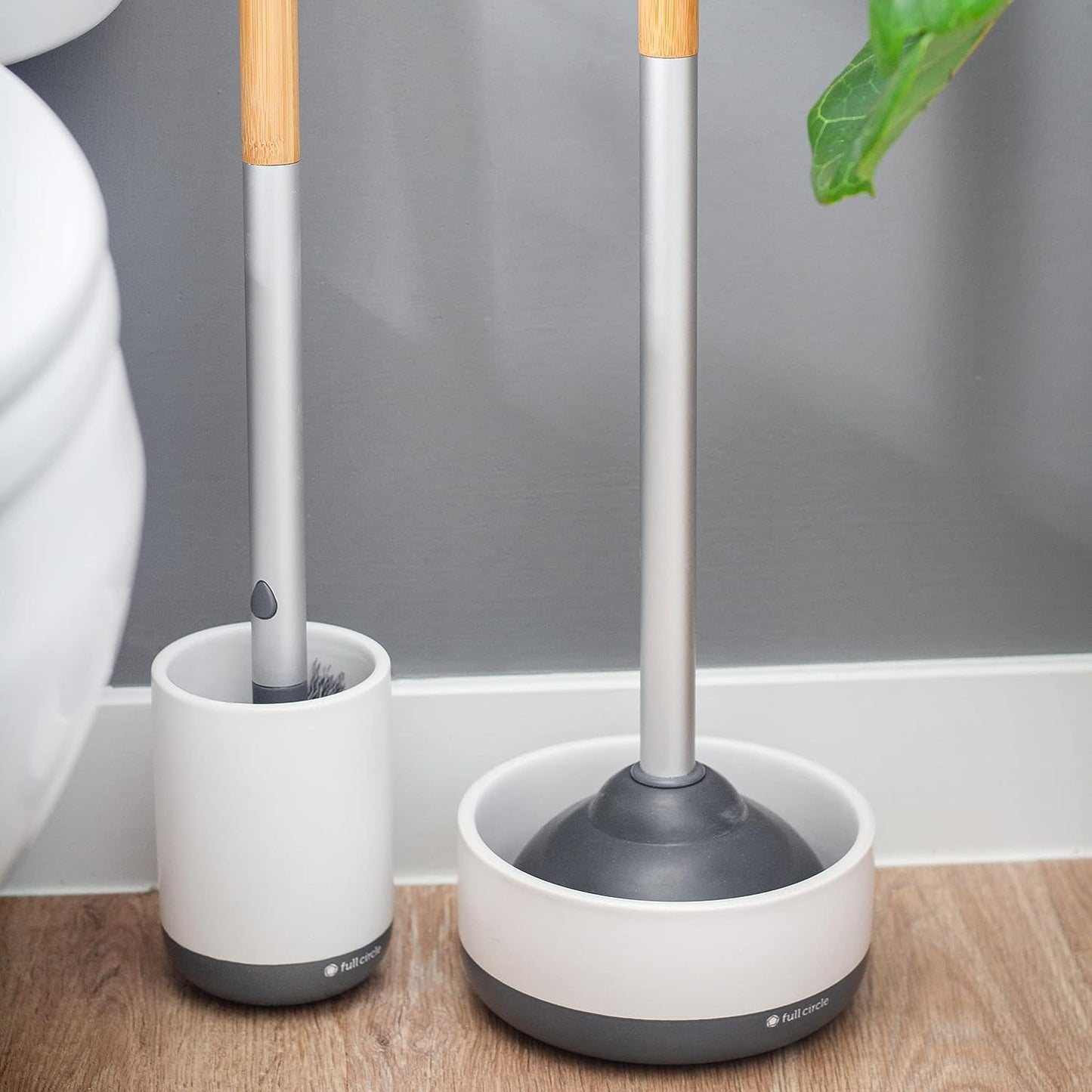 Full Circle Scrub Queen, Bathroom Toilet Brush with Ceramic Holder and Instant-Dry Coating for Mold & Mildew Prevention, More Hygenic Toilet Cleaning