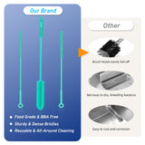 Silicone Water Bottle Brush and Straw Cleaner Set,Long Bottle Brush,Straw Cleaning Brush Silicone,Long Handle Scrub Cleaning Brush for Narrow Neck