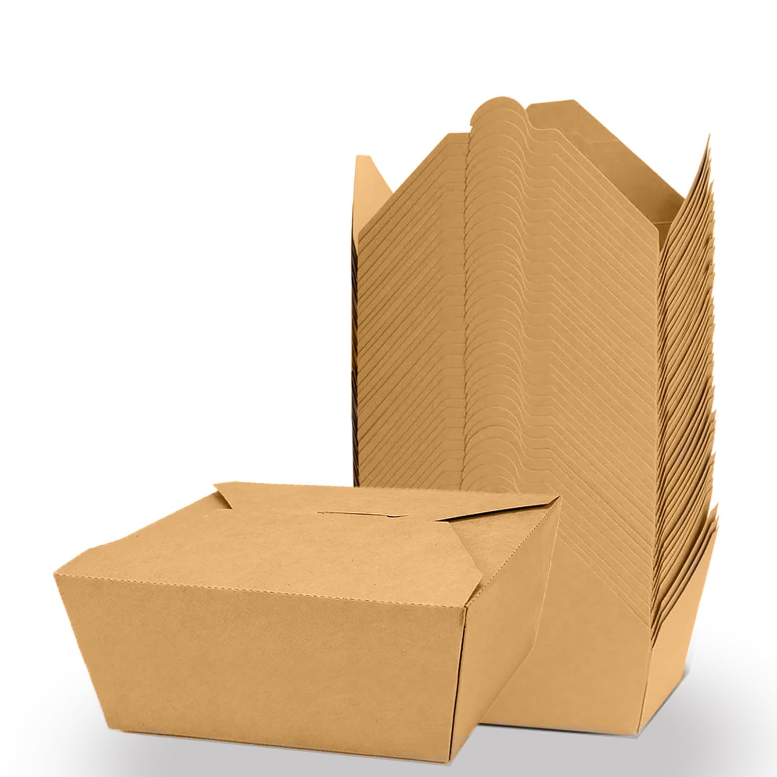 NovaHF 50 PCS 30 Oz Microwave Safe Kraft Paper Takeout Containers - Leak & Oil Resistant Disposable Lunch Boxes for Home Restaurant & Party Gatherings