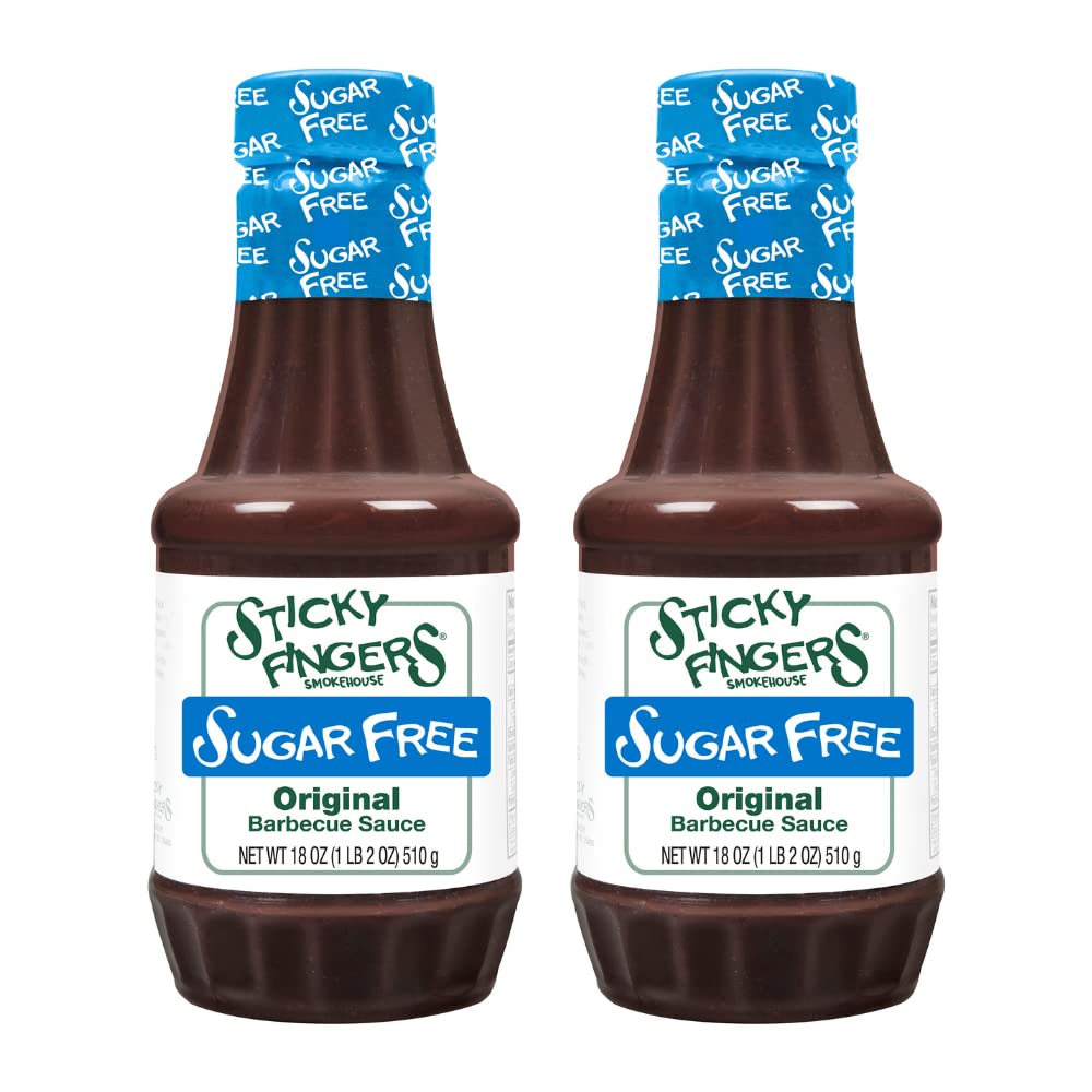 Sticky Fingers Sugar Free Barbecue Sauce, Original 18 Ounce, (Pack of 2)