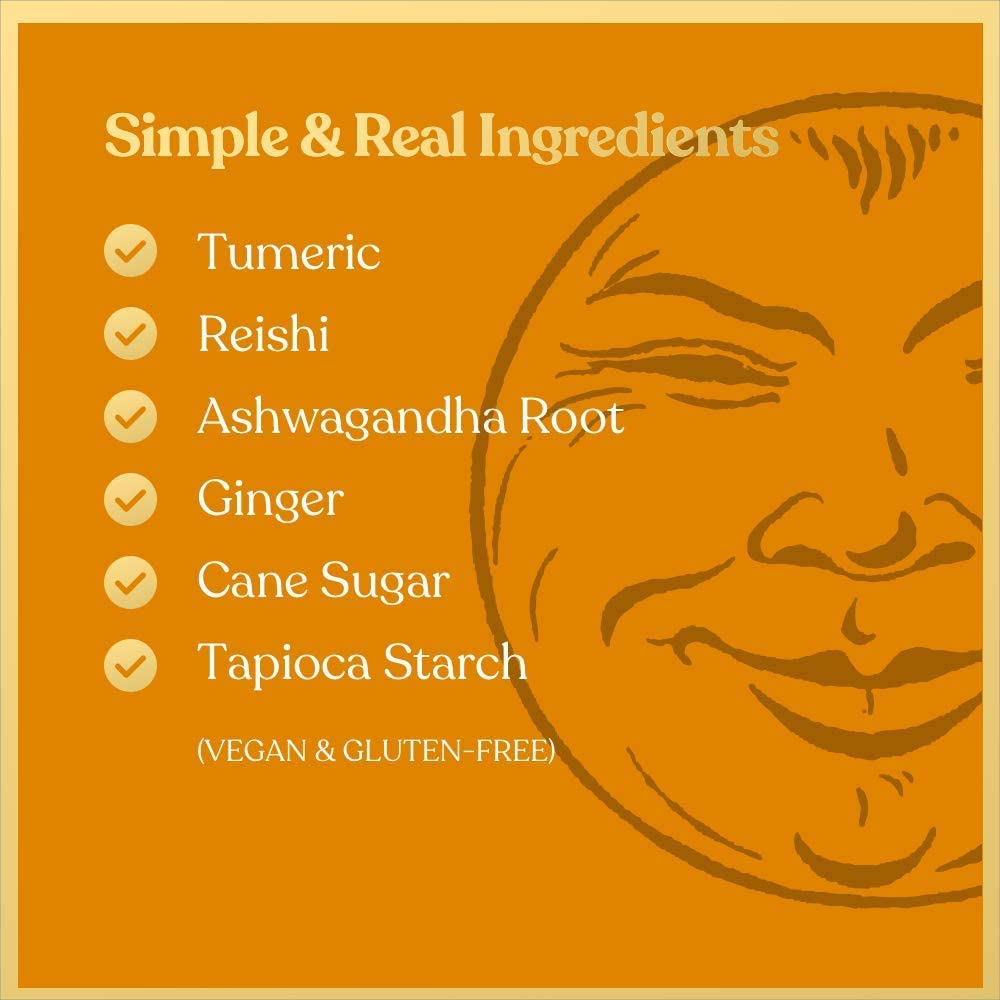 Chimes Tranquil Turmeric Adaptogen Ginger Chews Candy 1-Pound Bag - (With Ashwagandha, Reishi and Turmeric with Curcumin)