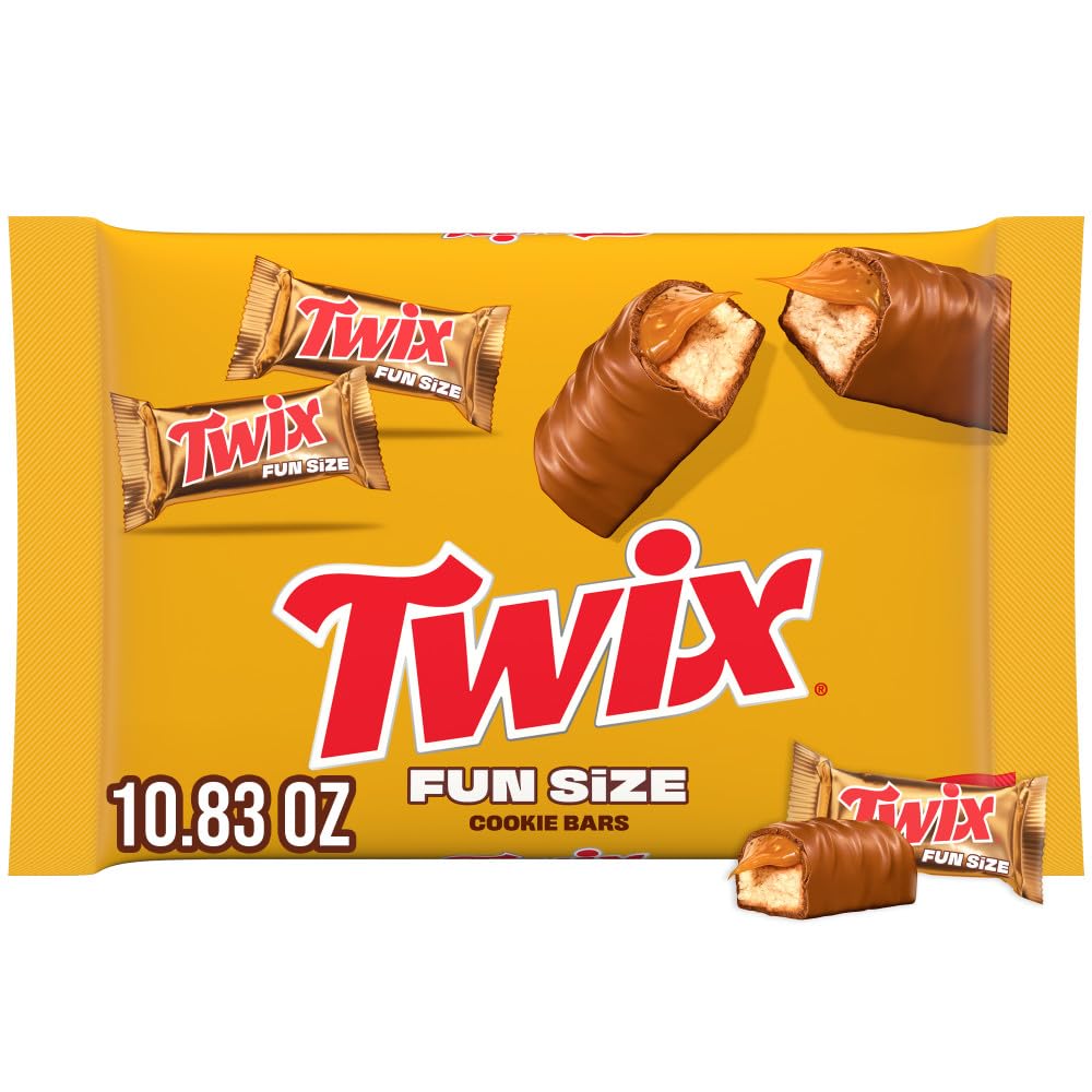 Twix, Fun Size Caramel Cookie Milk Chocolate Bars Individually Wrapped Party Candy Chocolate Candy Bars, 10.8 Ounce